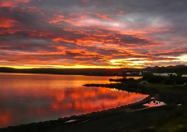 Sunset over Lake Myvatn